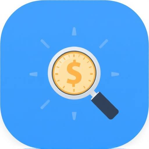 Value Investing Icon showing a magnifying glass over a coin